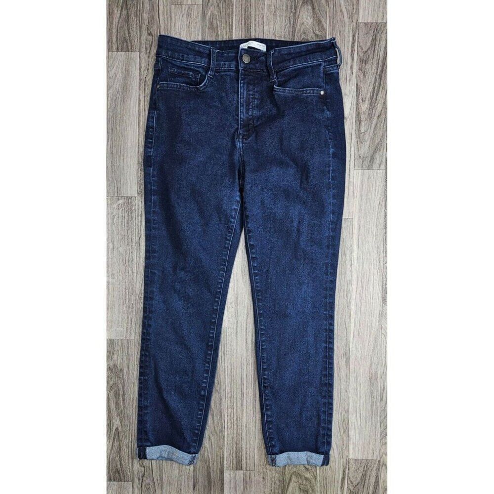 Nine West Womens Size 8 Skinny Ankle Cuffed Denim Blue Jeans